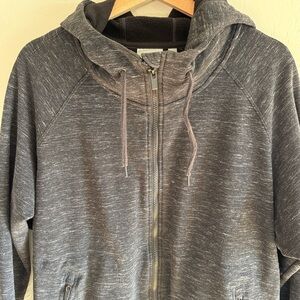 Athleta Longline Bomber Shaped Charcoal Fleece Jacket